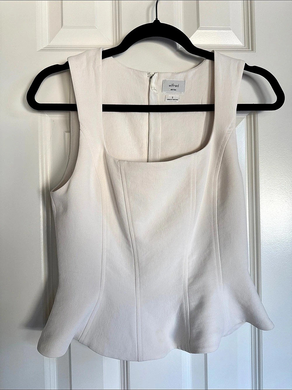 Wilfred Rhodora Bustier Peplum Tank Top White Size Small